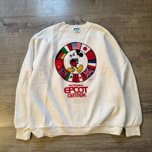 Vintage 1982 Disney Epcot Center White Crewneck Sweatshirt Size XL